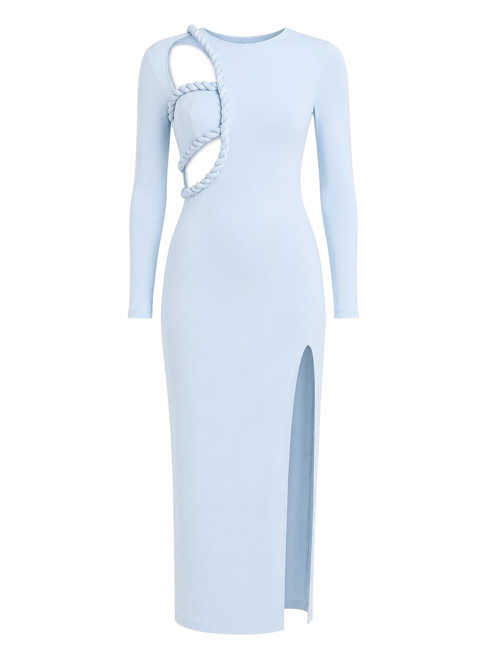 Elexiay Tife Powder Blue Cutout Midi Dress Braided Detail Wedding Guest size M